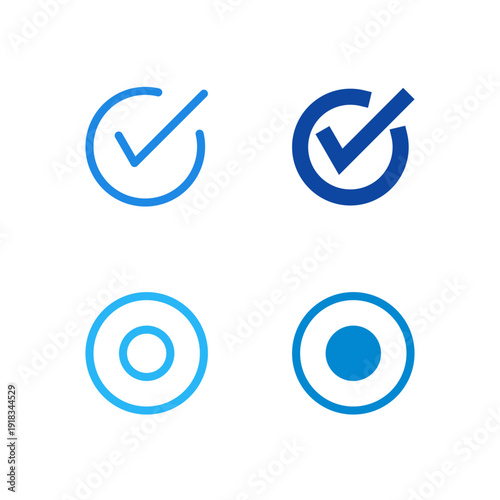 Flat Colored Checklist and Radio Button Icon Set for Form and Selection Interface