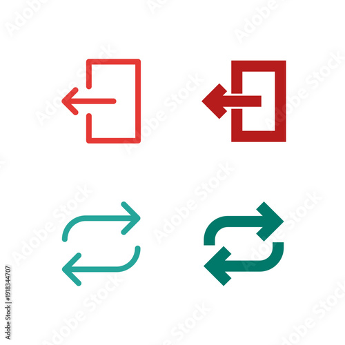 Flat Colored Close and Refresh Icon Set for Mobile System Interface