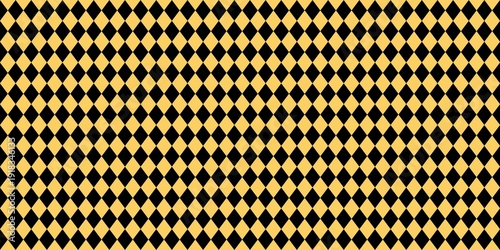 Tableau sur toile Seamless Harlequin Diamond Pattern in Elegant Black and Gold