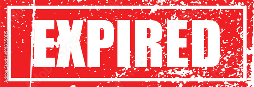 Expired Red Grunge Rubber Stamp Date Validity Ended Warning Vector Label Design