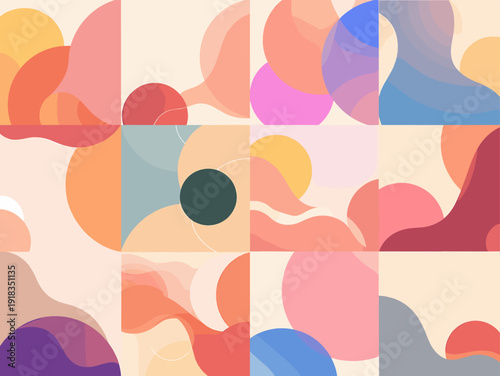 A calming and modern abstract background featuring overlapping organic shapes in muted tones. Ideal for website design, presentations, or conceptual b