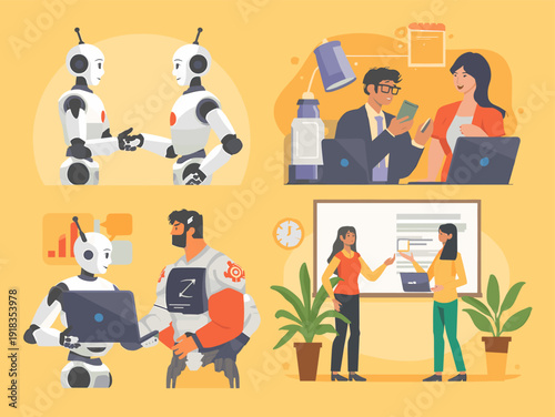 This image evokes a sense of care and connection, depicting robotic hands gently cradling an animal paw. Ideal for concepts relating to artificial int