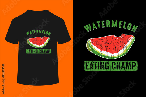 Watermelon Eating Champ Funny Summer Fruit Lover Graphic Men Women Kids T-Shirt

