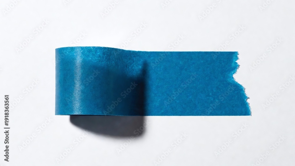 Obraz premium Creative Craft Projects with Blue Masking Tape: Flat Lay Photography of Vibrant Adhesive and Stationary Supplies for Modern Design and Minimalist DIY Crafts