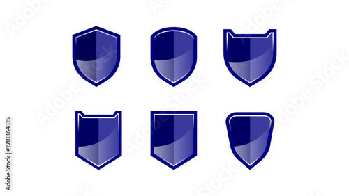 collection blue shield with different style