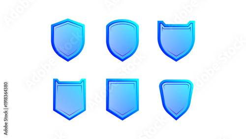 collection blue shield with different style