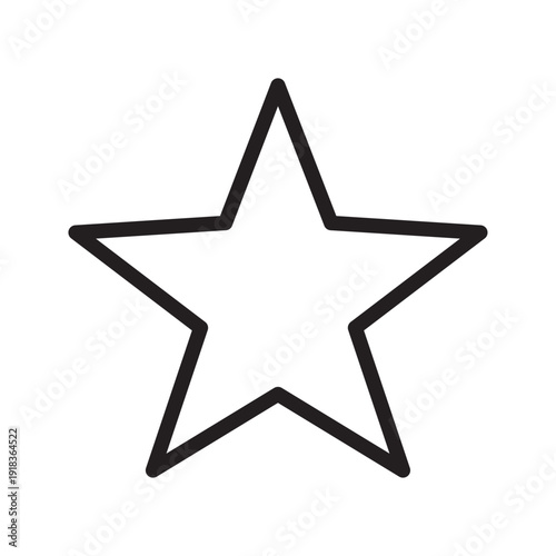 Black Outline Five-Point Star Icon on White Background