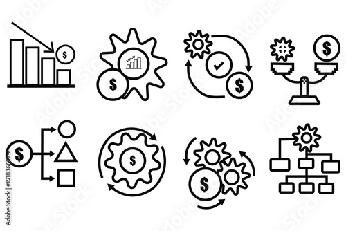 Financial growth and business strategy icons