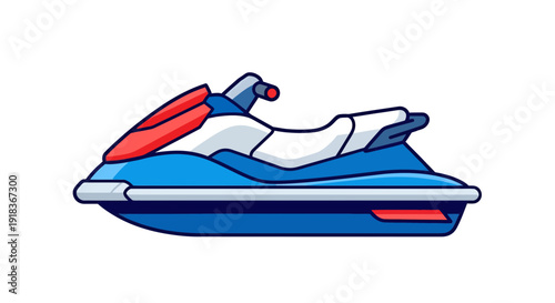 Jet Ski Vector Illustration, Flat Design, Watercraft for Recreation and Travel