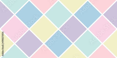 Pastel diamond geometric harlequin pattern. Seamless geometric pattern with rhombus. Fabric print.