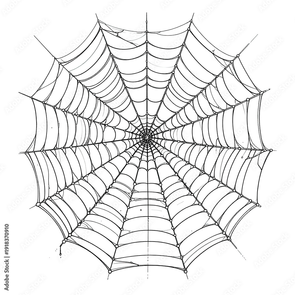 Obraz premium Stylized spiderweb on a black background; circular pattern with intricate strands