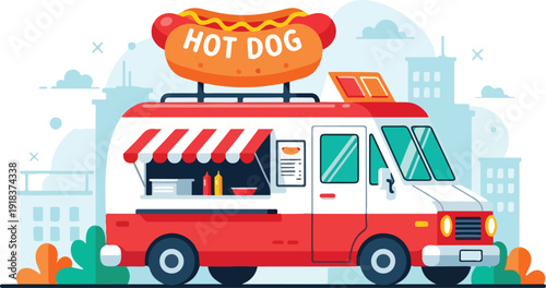 Cute Isometric Hotdog Restaurant Building Illustration