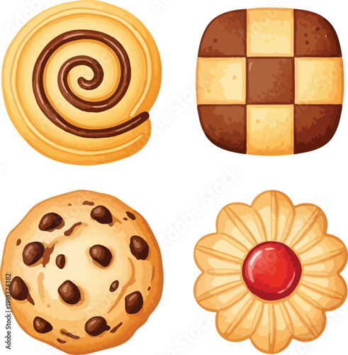 Cookie Variety: Watercolor Bakery Illustration Set
