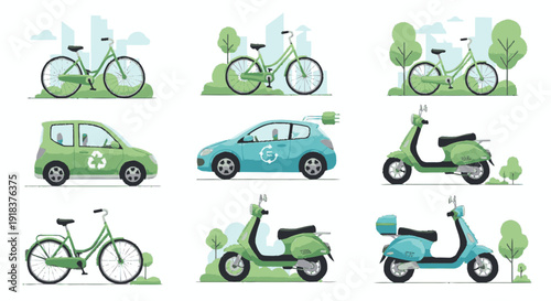 Sustainable Urban Transportation Set with Electric Vehicles and Bikes