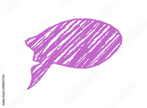 Wavy organic chalk talk bubble with handdrawn sketch lines and diagonal scribble accent. Speech icon shows a playful bubble, modern abstract talk symbol for communication, clean and simple style.