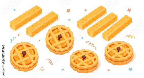 Traditional Indonesian Eid Cookies Nastar and Kastengel Illustration