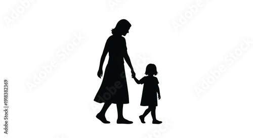 A mother and child walking together in a peaceful moment