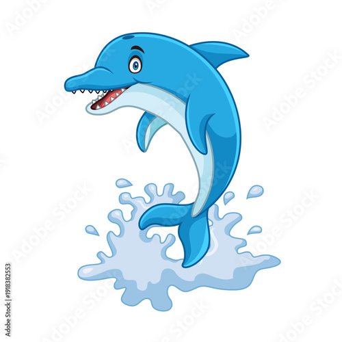 Cute dolphin cartoon jumping happily