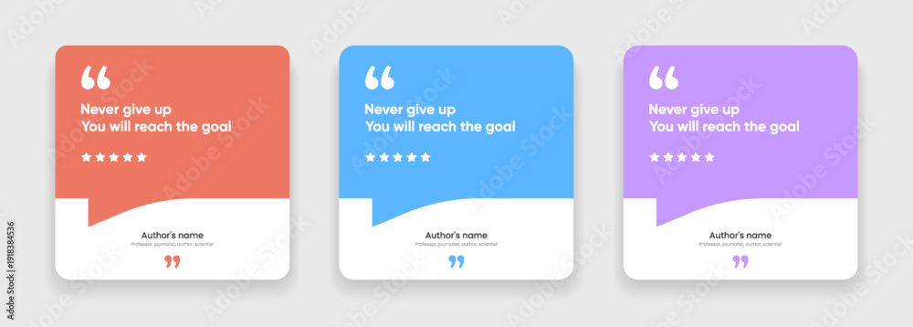 Obraz premium 3D bubble testimonial banner, quote, infographic. Social media post template designs for quotes. Empty speech bubbles, quote bubbles and text box. Vector Illustration EPS10.