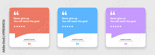 3D bubble testimonial banner, quote, infographic. Social media post template designs for quotes. Empty speech bubbles, quote bubbles and text box. Vector Illustration EPS10.