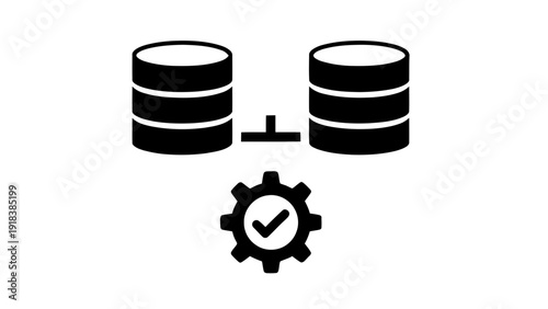 Vector illustration of database synchronization and configuration icon vector graphic for data management and system setup on a transparent background