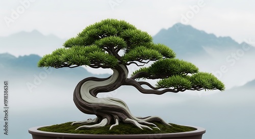 Elegant Bonsai Tree Art - Serene Landscape and Artistic Design.