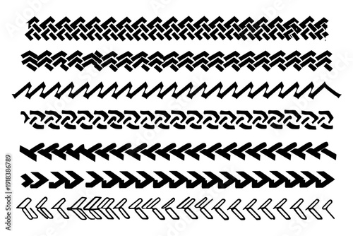 Collection of various black and white arrow designs isolated on transparent background