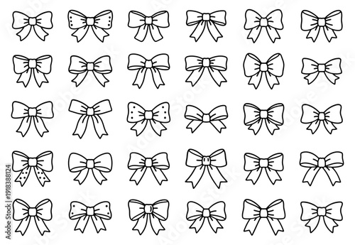 Collection of vector graphical decorative bows.