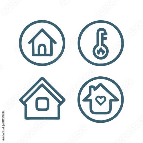 Home heating and real estate icons set flat design vector illustration scalable graphic