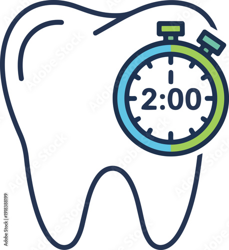 Tooth with Stopwatch Timer Illustration Design.