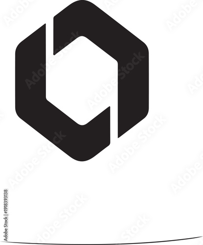 Black hexagon shape with rounded corners and internal lines geometric abstract