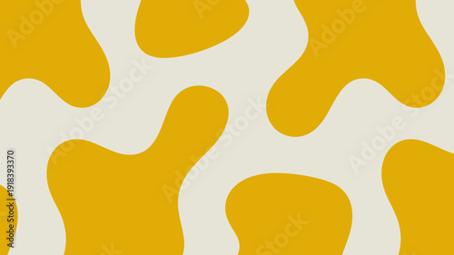An abstract composition features irregularly shaped interconnected golden yellow forms set against a neutral off white background high quality professional detailed modern elegant stylish clean crisp