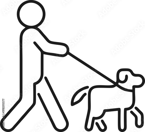 Person Walking Dog Line Icon Vector
