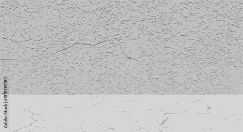 ひび割れた灰色のコンクリート壁と床のテクスチャが特徴的な、老朽化と風合いを感じさせる無機質でミニマルな背景素材。グランジや都市の雰囲気を表現するデザイン、プロダクトディスプレイ、またはコピー空間として多目的に利用可能。