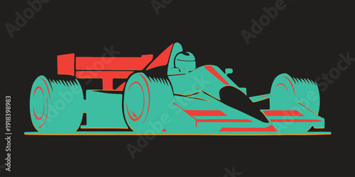 The car has a sleek, aerodynamic design with sharp, flowing lines and a low profile. It features large, dark alloy wheels and a wide body that emphasizes speed and performance.