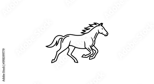 Outline running horse icon monoline vector equine symbol