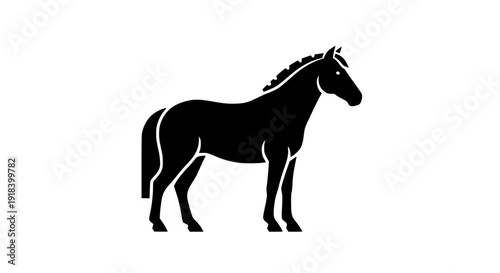 Flat horse icon vector simple standing animal silhouette design
