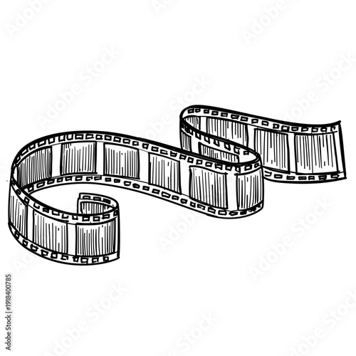 vintage film strip negative vector line art hand drawn illustration