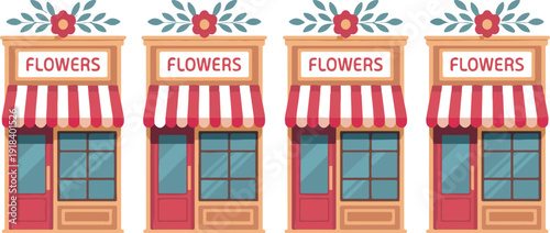 Cute Flower Shop Storefront Illustration