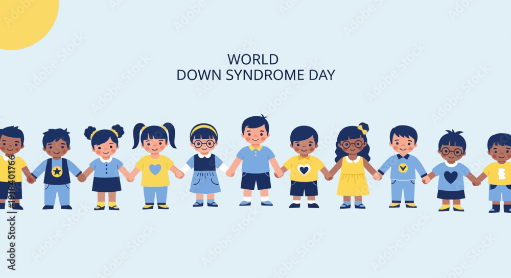 Fototapeta premium Children of diverse backgrounds unite on World Down Syndrome Day celebration