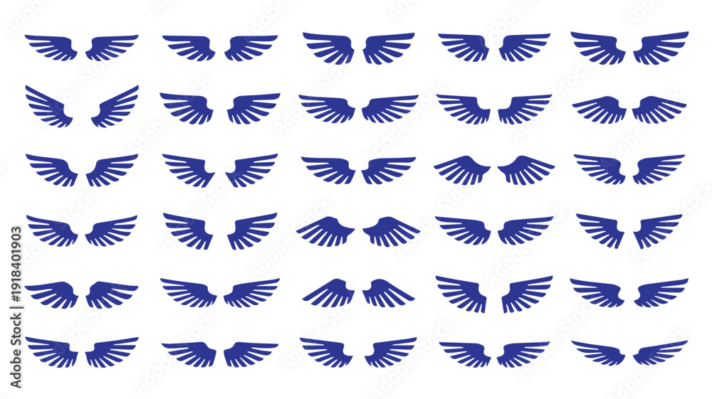 Fototapeta premium Majestic Blue Wing Vector Collection for Graphic Design and Emblems