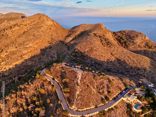 Konstfotografi scenic coastal journey, vast sea horizon complements tranquil coastal mountain l