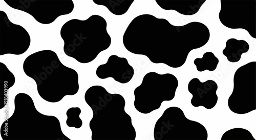 Motif de peau de vache noir et blanc abstrait, texture de fond sans couture pour le design.
