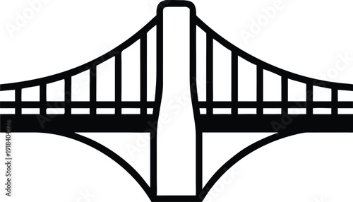 Classic Suspension Bridge Outline Icon for Major Infrastructure Projects and Travel