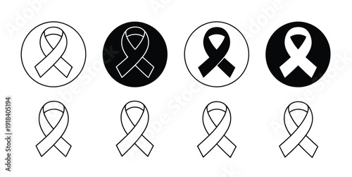 Cancer Ribbon Icon, vector illustration of minimal awareness ribbon symbol for healthcare, support, and charity, isolated on white background, perfect for medical websites, apps, campaigns, and digita