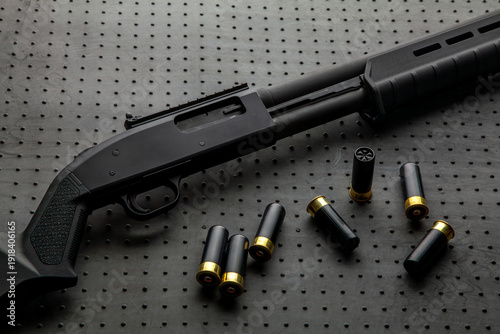 Photography Tactical Pump Action Shotgun With Shells