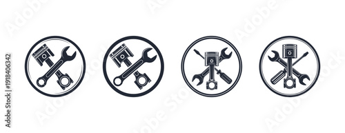 Set of simple black icons representing tools and maintenance.
