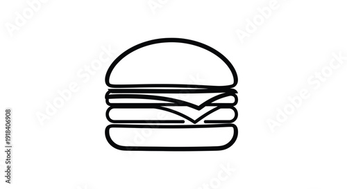 Hamburger outline vector illustration. simple burger silhouette logo design. fast food icon for restaurant, cafe menu. modern minimalist food symbol