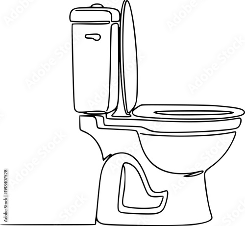 Toilet icon high commode one continuous simple line drawing concept of hygienic minimalist, Bowl icon line continuous drawing vector. One line Bowl icon vector background. 
