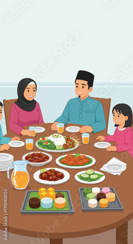 Family Having Meal Together at Home.